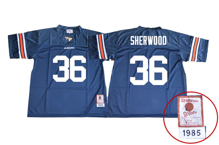 Men's Auburn Tigers #36 Michael Sherwood 1985 Throwback Navy College Stitched Football Jersey